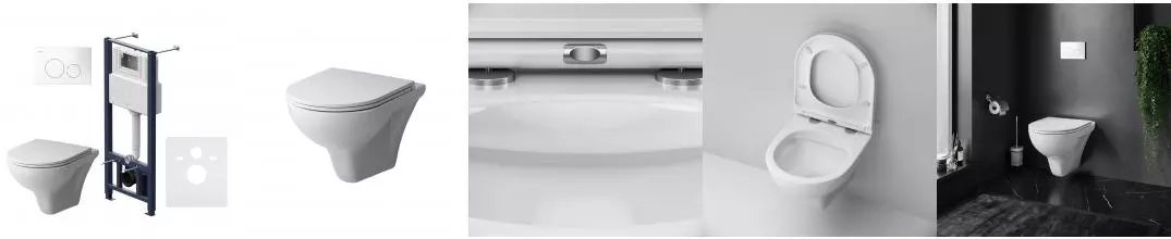 Комплект инсталляция с унитазом, крышкой и кнопкой смыва «Am.Pm» Gem IS49001.901700/клавиша Pro L белая безободковый белый