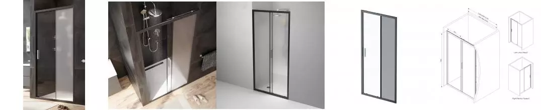 Душевая дверь «Am.Pm» Gem W90G-100-1-195BM 100/195 прозрачная-матовая/чёрная универсальная