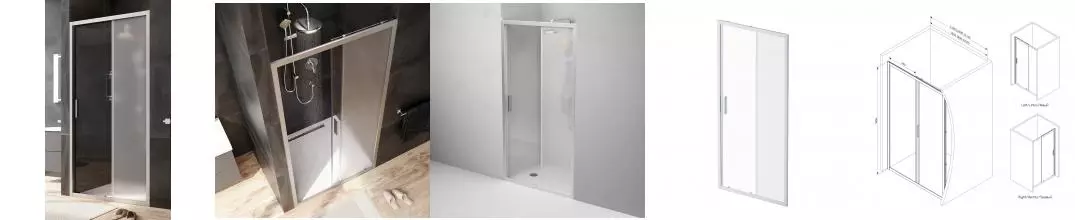 Душевая дверь «Am.Pm» Gem W90G-100-1-195MM 100/195 прозрачная-матовая/матовый хром универсальная