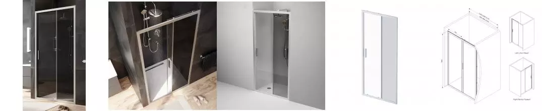 Душевая дверь «Am.Pm» Gem W90G-100-1-195MG 100/195 прозрачная-тонированная/матовый хром универсальная