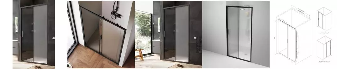 Душевая дверь «Am.Pm» Gem W90G-110-1-195BM 110/195 прозрачная-матовая/чёрная универсальная