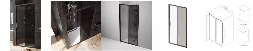 Душевая дверь «Am.Pm» Gem W90G-110-1-195BG 110/195 прозрачная-тонированная/чёрная универсальная