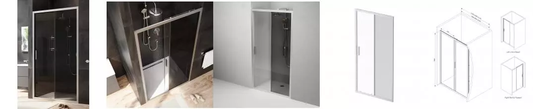 Душевая дверь «Am.Pm» Gem W90G-110-1-195MG 110/195 прозрачная-тонированная/чёрная универсальная