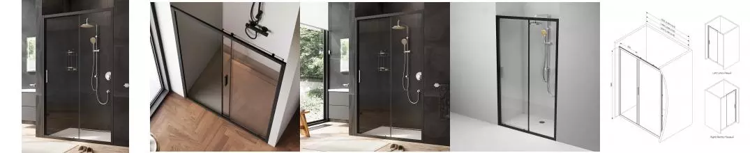 Душевая дверь «Am.Pm» Gem W90G-120-1-195BT 120/195 прозрачная/чёрная универсальная