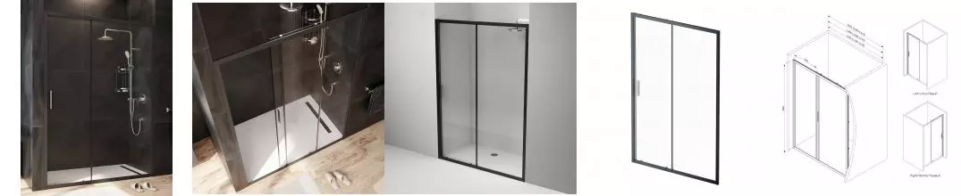 Душевая дверь «Am.Pm» Gem W90G-140-1-195BT 140/195 прозрачная/чёрная универсальная