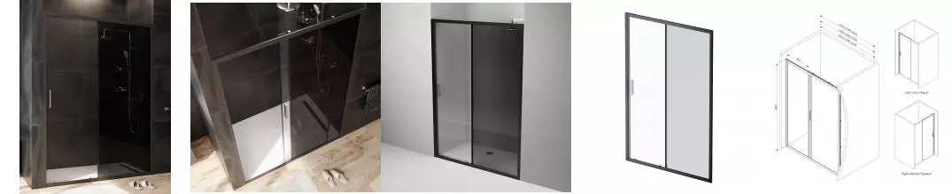 Душевая дверь «Am.Pm» Gem W90G-140-1-195BG 140/195 прозрачная-тонированная/чёрная универсальная