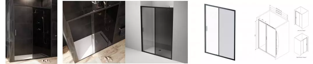 Душевая дверь «Am.Pm» Gem W90G-150-1-195BG 150/195 прозрачная-тонированная/чёрная универсальная