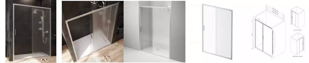 Душевая дверь «Am.Pm» Gem W90G-150-1-195MM 150/195 прозрачная-матовая/матовый хром универсальная