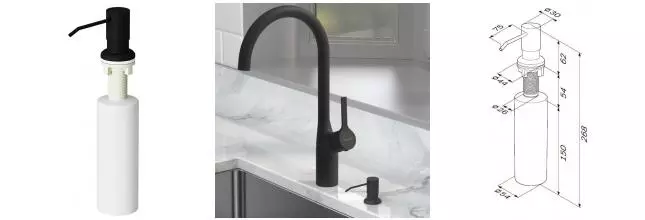 Встраиваемый дозатор для мыла «Am.Pm» X-Joy A8437122 встраиваемый чёрный