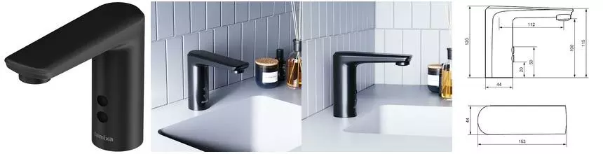 Смеситель для раковины «Damixa» Origin Evo 780290300 сенсорный чёрный матовый