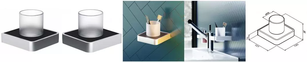 Стакан для зубных щёток «Damixa» Jupiter DA7734300 на стену матовый хром/чёрный