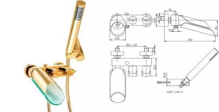 Смеситель для ванны «Paini» Morgana 73OP105VR золото Смеситель для ванны «Paini» Morgana 73OP105VR золото