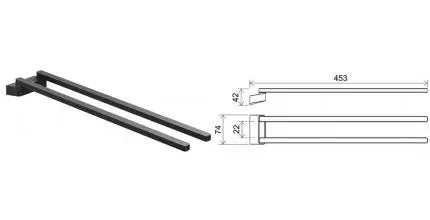 Полотенцедержатель двойной поворотный «Ravak» 10° TD 340.20 на стену чёрный матовый