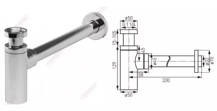Сифон для раковины «Ferro» Rotondo S282 хром