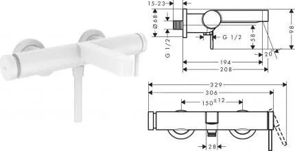 Смеситель для ванны «Hansgrohe» Finoris 76420700 белый матовый