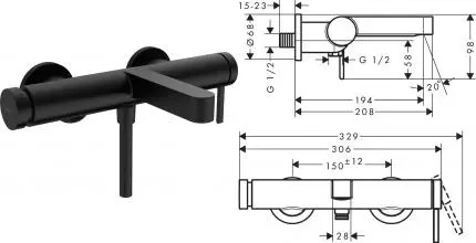 Смеситель для ванны «Hansgrohe» Finoris 76420670 чёрный матовый