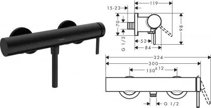 Смеситель для душа «Hansgrohe» Finoris 76620670 чёрный матовый