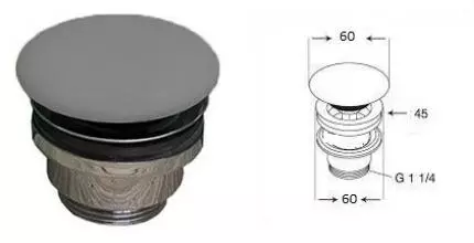 Донный клапан для раковины «GSG» PILTONUNIAR021 с механизмом Клик-Клак пепел матовый