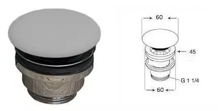 Донный клапан для раковины «GSG» PILTONUNIAR020 с механизмом Клик-Клак цемент матовый