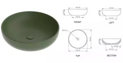 Раковина «GSG» Easy 45/45 EALAVRO45026 фарфоровая оливковый