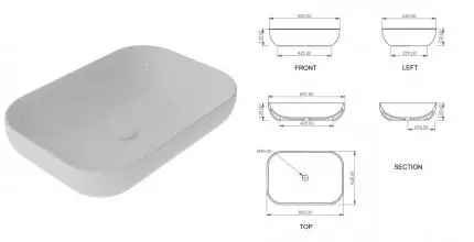 Раковина «GSG» Easy 60/42 EALAVRE60000 фарфоровая белая Раковина «GSG» Easy 60/42 EALAVRE60000 фарфоровая белая