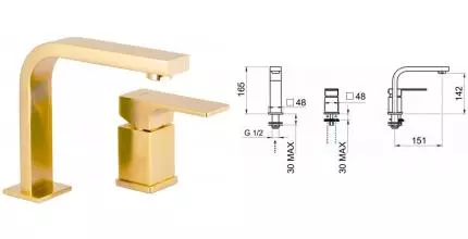 Смеситель для раковины «Remer» Absolute AU57BG брашированное золото Смеситель для раковины «Remer» Absolute AU57BG брашированное золото