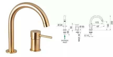Смеситель для раковины «Remer» X-Style X57BG брашированное золото
