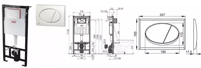 Инсталляция для унитаза с кнопкой «AlcaPlast» AM101/1120-3:1 RU M70-001