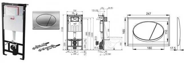 Инсталляция для унитаза с кнопкой «AlcaPlast» AM101/1120-3:1 RU M71-0001