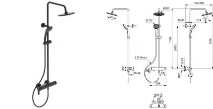 Душевая система «Ideal Standard» IdealRain BC750XG чёрная матовая