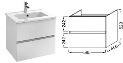 EB2381-J5 тумба под раковину TOLBIAC 2 ящика /60/(белый) EB2381-J5 · Jacob Delafon, EB2381-J5