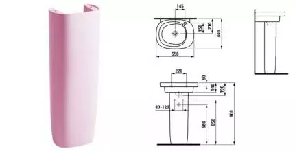 Пьедестал «Laufen» Mimo 8.1955.0.044.000.1 фарфоровый розовый