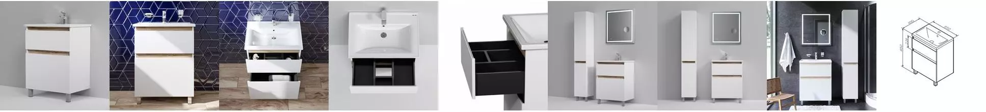 Тумба с раковиной «Am.Pm» X-Joy 65 с 2 ящиками (X-Joy 65/45) белый глянец/светлое дерево