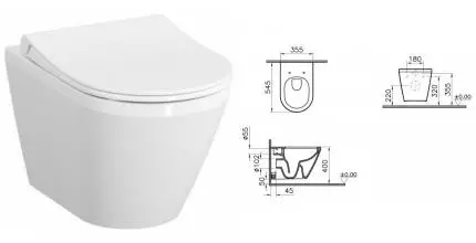 Подвесной унитаз безободковый «Vitra» Integra Round 7041B003-0075 (110-003-019) белый с сиденьем дюропласт с микролифтом белое