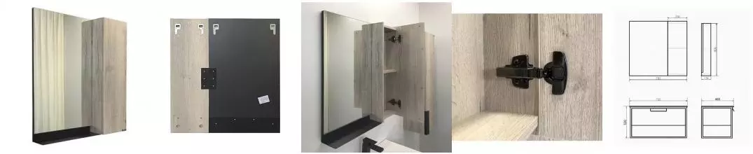 Зеркало с шкафчиком «Comforty» Бонн 75 без света дуб дымчатый/графит универсальный