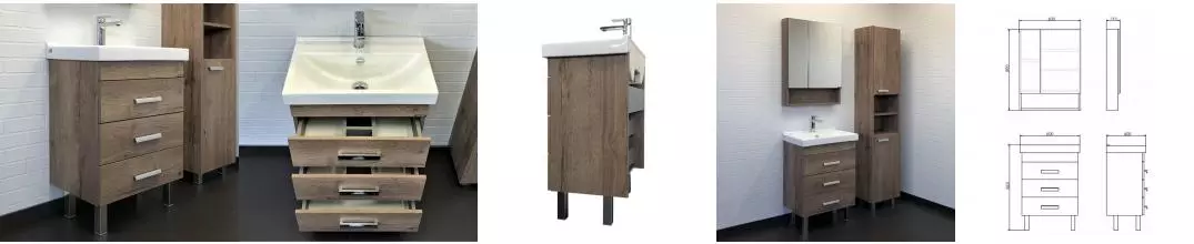 Тумба с раковиной «Comforty» Никосия 60Н (Fest 60 F01) дуб тёмный Тумба с раковиной «Comforty» Никосия 60Н (Fest 60 F01) дуб тёмный