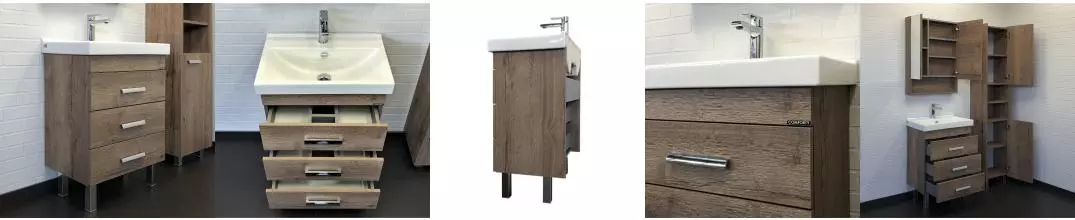 Тумба с раковиной «Comforty» Никосия 70Н (Como 70) дуб тёмный