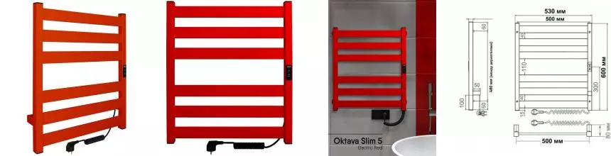 Электрический полотенцесушитель «Indigo» Oktava Slim 5 LСLOKS5E60-50ERDRt 53/60 electric red универсальный