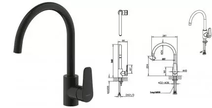 Смеситель для кухонной мойки «Bravat» Source F7173218BW-ENG чёрный