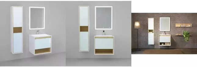 Мебель для ванной подвесная «Jorno» Glass 65 белая/светлое дерево Мебель для ванной подвесная «Jorno» Glass 65 белая/светлое дерево