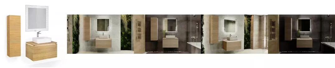 Мебель для ванной подвесная «Jorno» Karat 80 с подсветкой бук