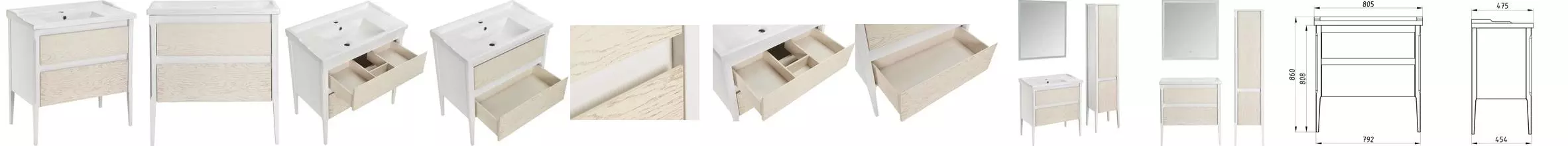 Тумба с раковиной из массива «ASB-Woodline» Лорена 80 (Melana 800-F80) бежевая