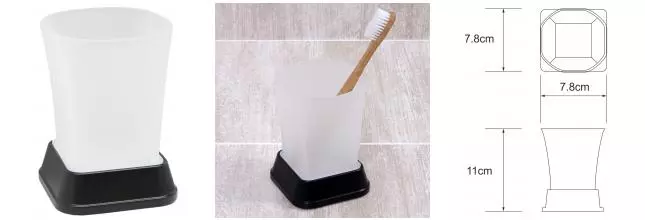 Стакан для зубных щёток «WasserKRAFT» Amper K-5428 на стол чёрный/матовый