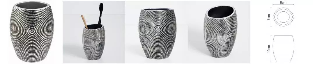 Стакан для зубных щёток «WasserKRAFT» Eider K-33328 на стол серебро