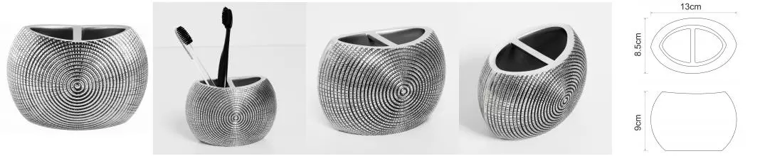 Двойной стакан для зубных щёток «WasserKRAFT» Eider K-33328A на стол серебро