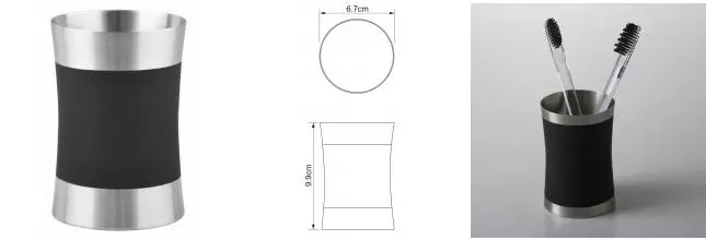 Стакан для зубных щёток «WasserKRAFT» Wern K-7528 на стол матовый хром/чёрный