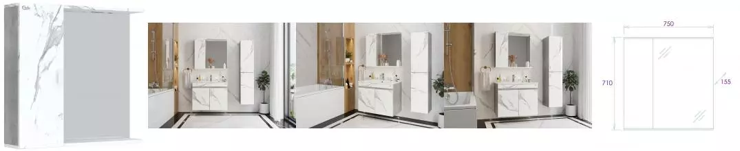 Зеркало с шкафчиком «Onika» Марбл 75.00 без света мрамор/камень бетонный универсальный Зеркало с шкафчиком «Onika» Марбл 75.00 без света мрамор/камень бетонный универсальный