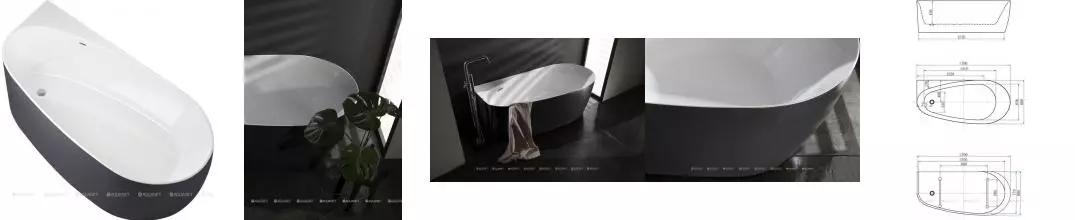 Ванна акриловая «Allen Brau» Priority 2 170/80 (291970) с ножками с сифоном белая/антрацит