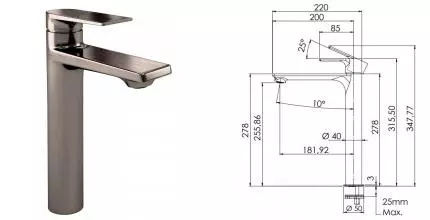 Смеситель для раковины «Remer» Energy EY11LNPO шлифованный никель