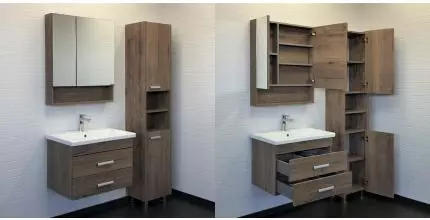 Мебель для ванной подвесная «Comforty» Никосия 70П дуб тёмный Мебель для ванной подвесная «Comforty» Никосия 70П дуб тёмный